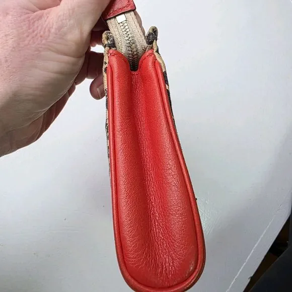 Coach Wristlet Ocelot Cheetah Print And  Carnelian Leather, Unique Tag Tassel - Picture 5 of 9